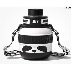 NEW Bottle Joy Stainless Steel Water Bottle 17oz Panda Design With Carry Strap